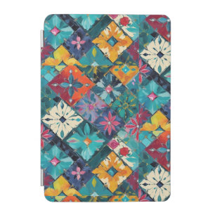 Geometric Diamonds And Gems Floral Teal iPad Mini Cover