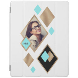 Geometric Diamonds Pattern Photo and Monogram iPad Smart Cover