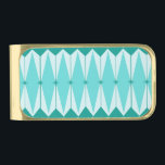 Geometric Diamonds & Starburst Money Clip<br><div class="desc">This Geometric Diamonds & Starbursts Money Clip has all of the kitschy charm of something that is kitschy and charming. The vintage inspired design features a mod, peacock blue background with light blue, elongated hexagons, layered with turquoise diamonds, and peacock blue starbursts. It’s a kaleidoscope of retro goodness! This 1950’s...</div>