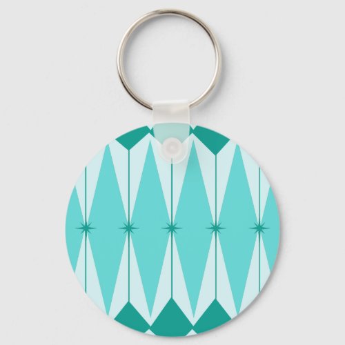 Geometric Diamonds  Starbursts Button Keychain