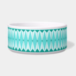 Geometric Diamonds & Starbursts Ceramic Pet Bowl<br><div class="desc">This Geometric Diamonds & Starbursts Ceramic Pet Bowl has all of the kitschy charm of something that is kitschy and charming. The vintage inspired design features a mod, peacock blue background with light blue, elongated hexagons, layered with turquoise diamonds, and peacock blue starbursts. It’s a kaleidoscope of retro goodness! This...</div>