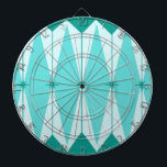 Geometric Diamonds & Starbursts Dart Board<br><div class="desc">This Geometric Diamonds & Starbursts Dart Board has all of the kitschy charm of something that is kitschy and charming. The vintage design features a mod, peacock blue background with light blue, elongated hexagons, layered with turquoise diamonds, and peacock blue starbursts. It's a kaleidoscope of retro goodness! This 1950’s and...</div>