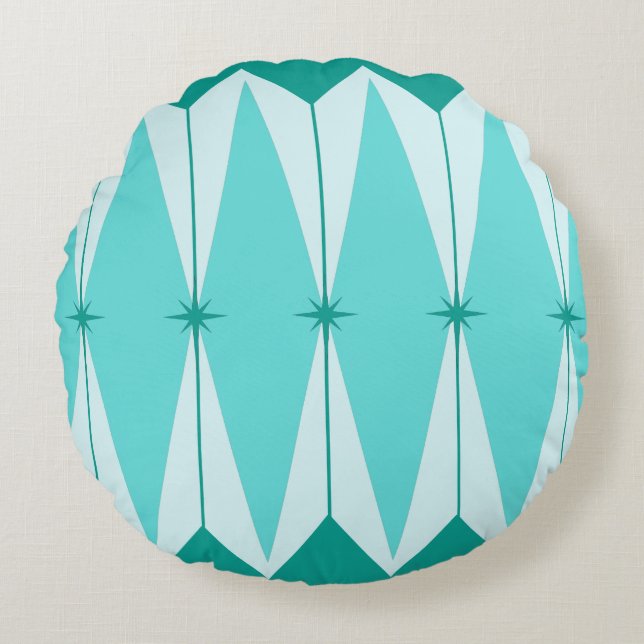 Geometric Diamonds & Starbursts Round Pillow (Front)