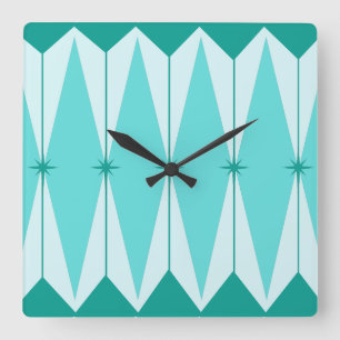 Geometric Diamonds & Starbursts Square Wall Clock