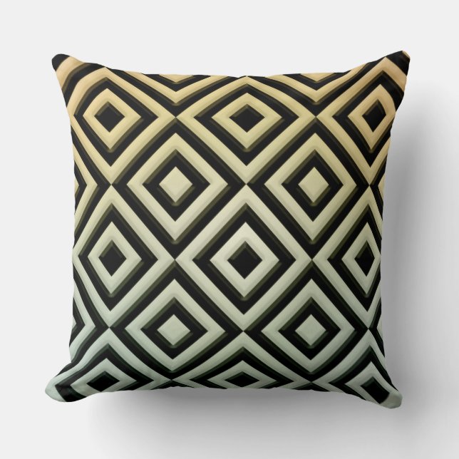 Geometric Diamonds Yellow & Green Throw Pillow (Front)