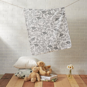 Geometric Dinosaurs Prehistoric Line Art Dinosaur Baby Blanket