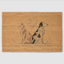 Geometric Dog and Cat Welcome Mat Modern Outdoor