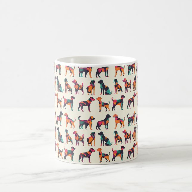 Geometric dog silhouettes design coffee mug (Center)