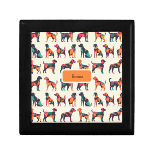 Geometric dog silhouettes design gift box