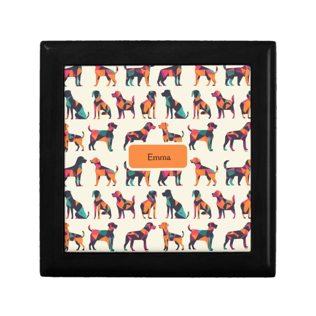 Geometric dog silhouettes design gift box (Front)