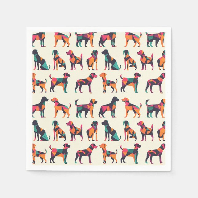 Geometric dog silhouettes design napkins (Front)