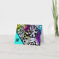 Geometric Doodles Colorful Whimsical Art Note Card