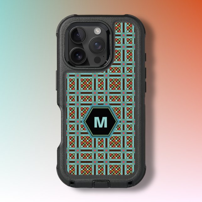 Geometric Dots and Squares Monogram Otterbox iPhone Case (Creator Uploaded)