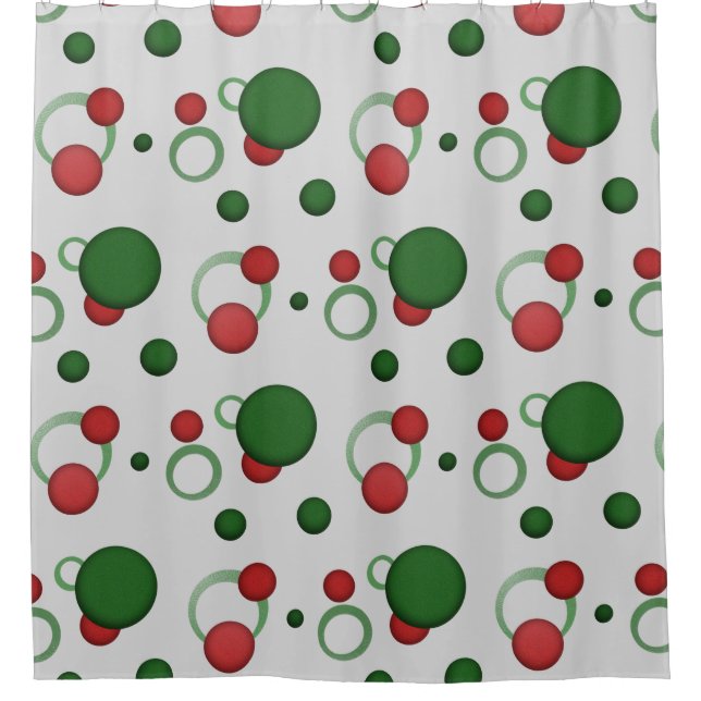 Geometric Dots Circles Retro Pattern on any Color Shower Curtain (Front)