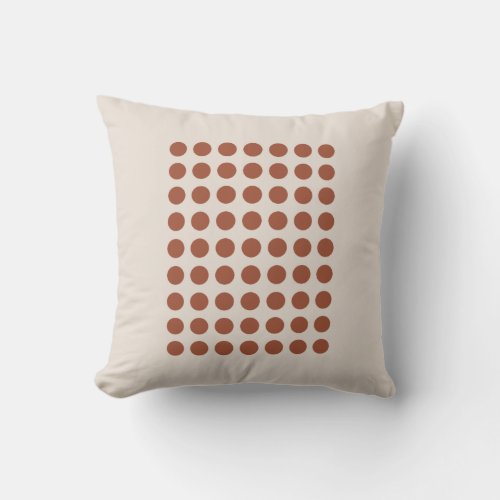 Geometric Dots Rust Beige Terracotta Earth Tones Throw Pillow
