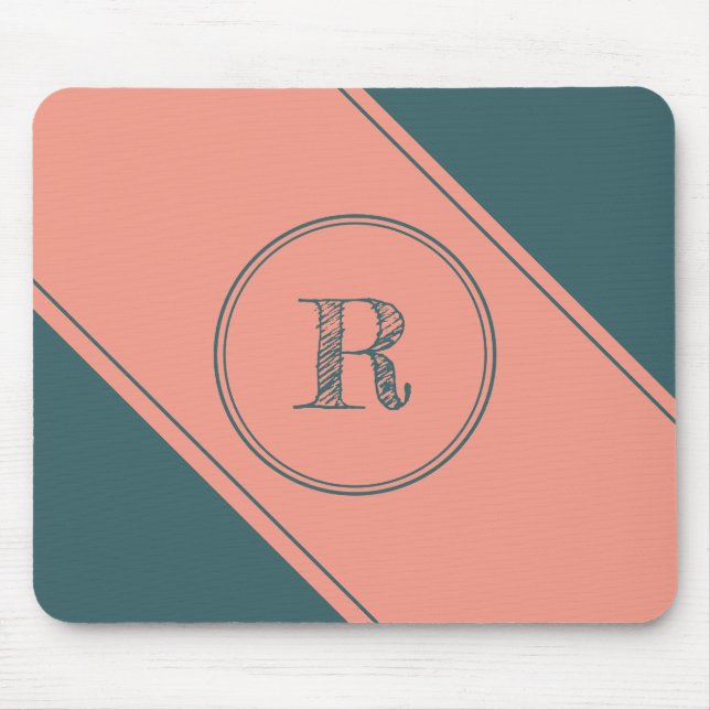 Geometric Double Circle Custom Initial Monogram Mouse Pad (Front)