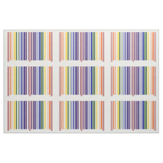 Geometric Double Rainbow Barcode Pattern Fabric