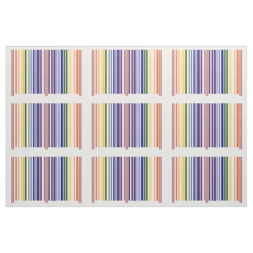 Geometric Double Rainbow Barcode Pattern Fabric