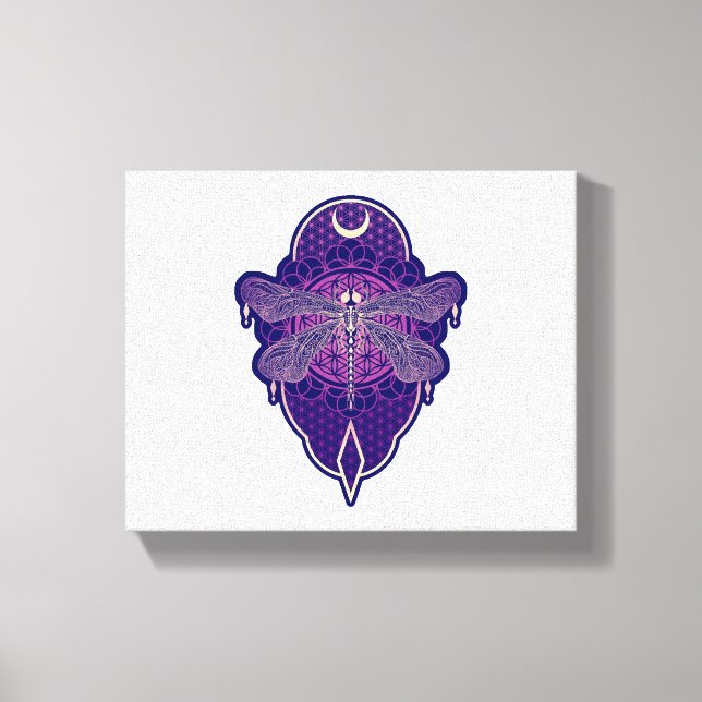 Geometric Dragonfly Mandala Life Flower Symbol Canvas Print (Front)