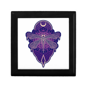 Geometric Dragonfly Mandala Life Flower Symbol Gift Box