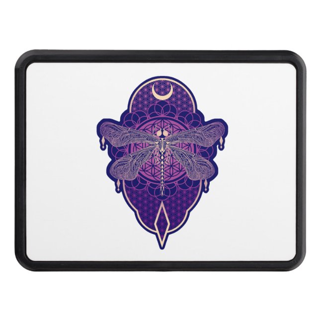 Geometric Dragonfly Mandala Life Flower Symbol Hitch Cover (Front)
