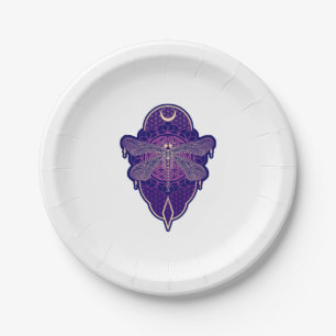Geometric Dragonfly Mandala Life Flower Symbol Paper Plates