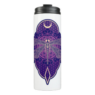 Geometric Dragonfly Mandala Life Flower Symbol Thermal Tumbler
