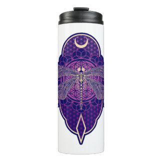 Geometric Dragonfly Mandala Life Flower Symbol Thermal Tumbler