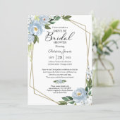 Geometric Dusty Blue Floral Drive By Bridal Shower Invitation (Standing Front)