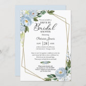 Geometric Dusty Blue Floral Drive By Bridal Shower Invitation (Front/Back)