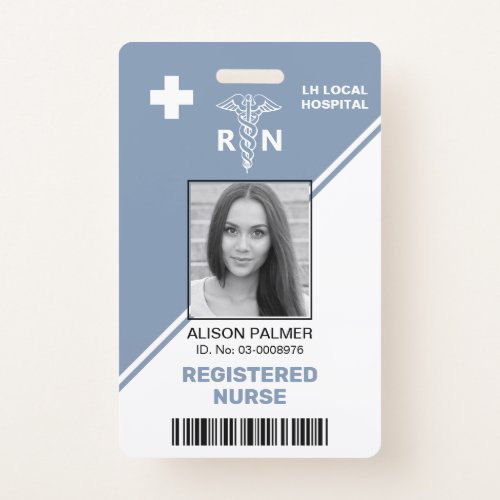 Geometric dusty blue triangle Registered nurse RN  Badge
