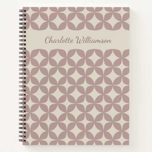 Geometric Dusty Lilac Shapes Mid Mod Personalized Notebook
