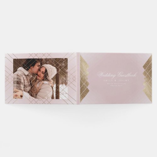 Geometric Dusty Pink Gold Gatsby Photo Wedding Guest Book