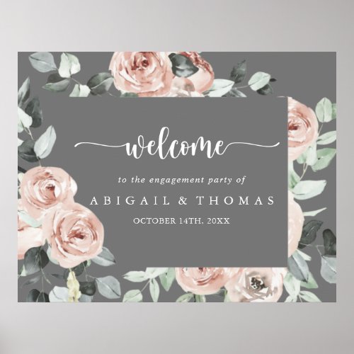 Geometric Dusty Rose Engagement Party Welcome  Poster