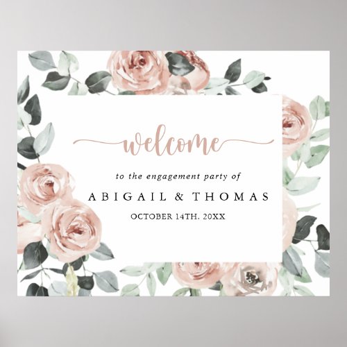 Geometric Dusty Rose Engagement Party Welcome  Poster