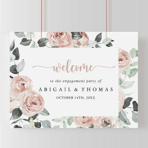 Geometric Dusty Rose Engagement Party Welcome Poster