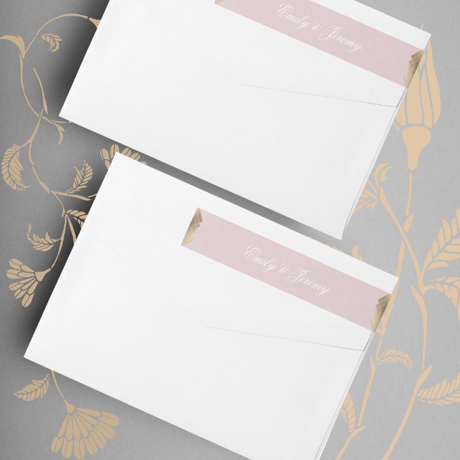 Geometric Dusty Rose Pink Gold Gatsby Wedding Wrap Around Label (Creator Uploaded)