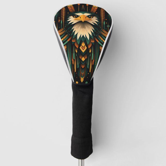 Geometric Eagle Illustration Golf Head Cover (Front)