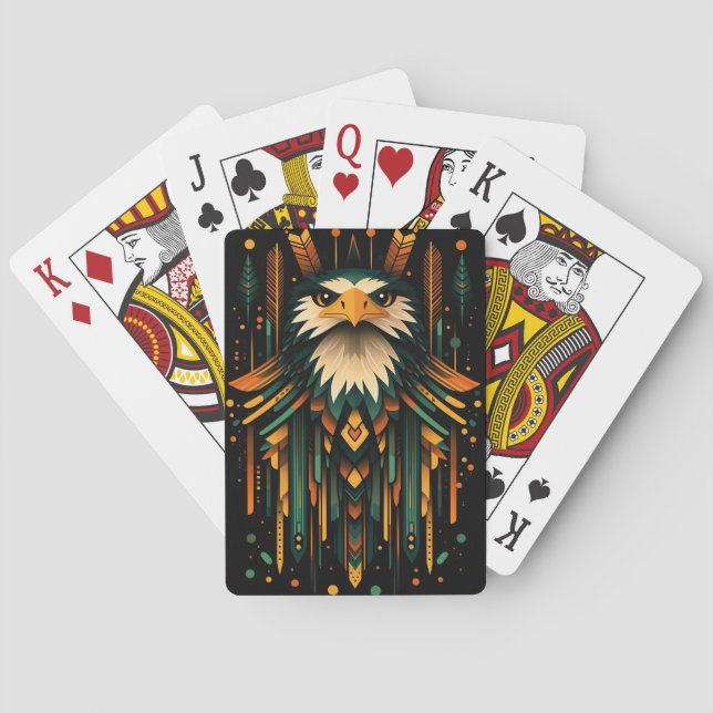 Geometric Eagle Illustration Poker Cards (Back)