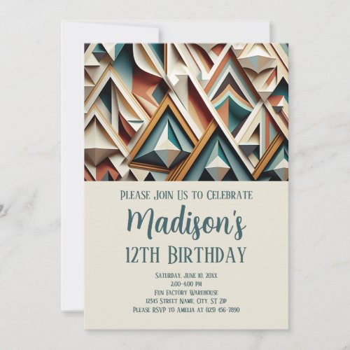 Geometric Earth Tones Texture Aztec Tribal Invitation