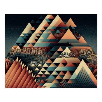 Geometric Earth Tones Texture Aztec Tribal Poster by PrettyPatternsGifts at Zazzle