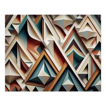 Geometric Earth Tones Texture Aztec Tribal Poster by PrettyPatternsGifts at Zazzle