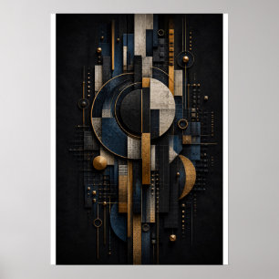 Geometric Eclipse   Luxury Abstract 3D Wall Art