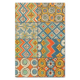 Geometric Egyptian Pattern Tiles Tissue Paper | Zazzle