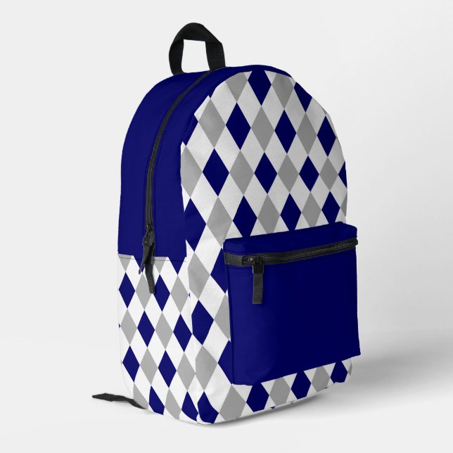 Geometric Elegance: Diamond Pattern  Printed Backpack (Back Corner Left)