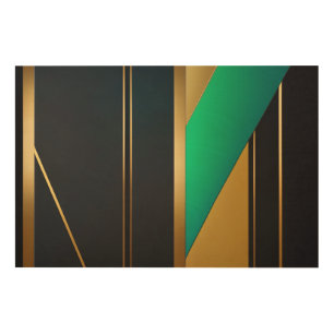 Geometric Elegance Gold and Emerald Wood Wall Art