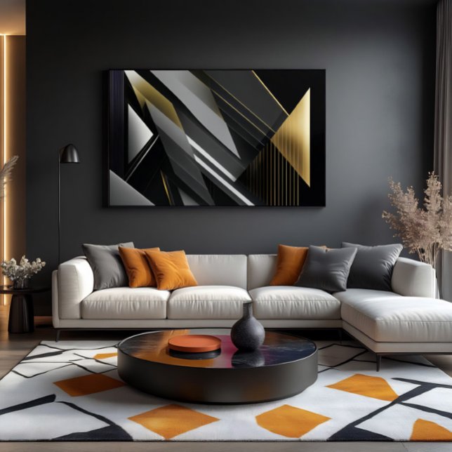 Geometric Elegance Gold & Black Canvas Print (Creator Uploaded)