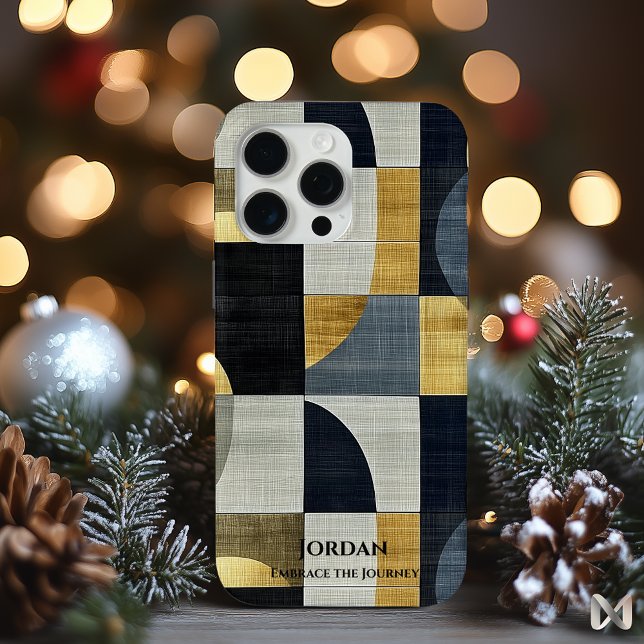 Geometric Elegance Phone Case – Navy and Gold  (Creator Uploaded)