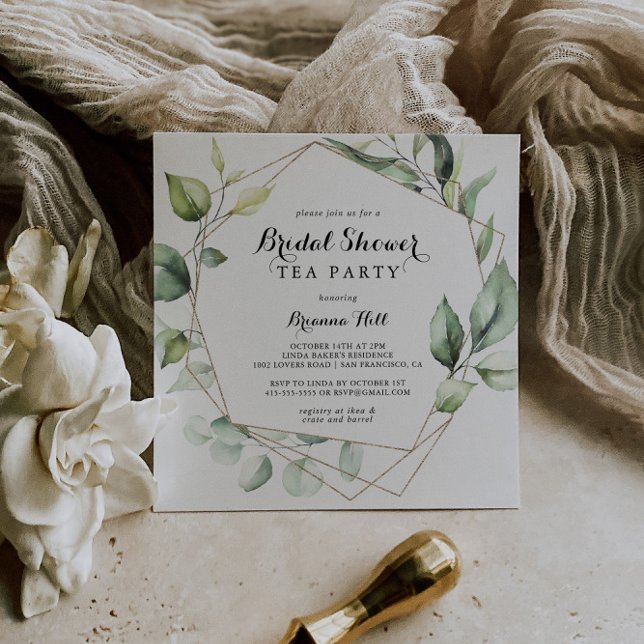 Geometric Elegant Gold Bridal Shower Tea Party Invitation (Creator Uploaded)
