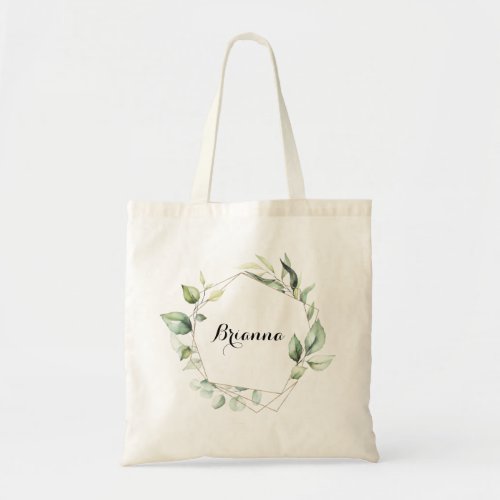 Geometric Elegant Gold Greenery Bridesmaid Tote Bag